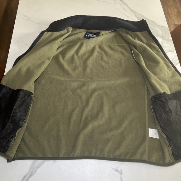 Lands End Mens Lot of 2 Fleece Vests Full Zip With 3 Zip Pockets Gray Green Sz L - Picture 14 of 16